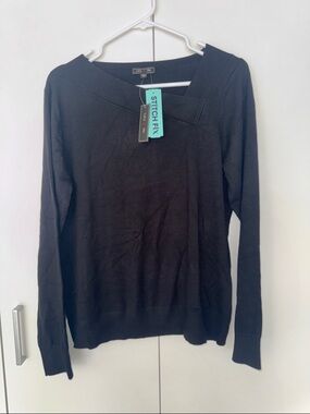 Lety & Me Black V-Neck Sweater with NEW with Tags from Stitch Fix